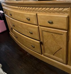 Wood Dresser with Drawers and Cabinet