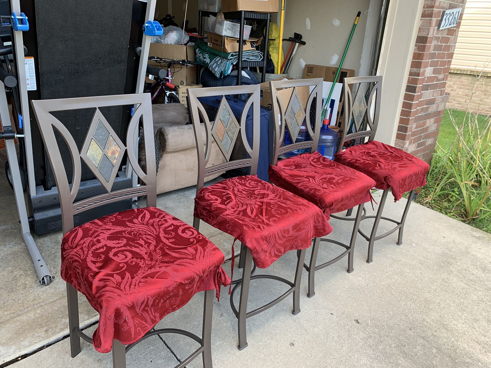 4 High Cafe Style Metal Chairs