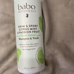 Babo Botanicals Swim & Sport Citrus Mint & Passion Fruit Shampoo & Wash - Purifying Cleanser for hair & body- Removes chlorine & sweat - For all ages 