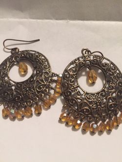 Bronze with citrine bead earrings