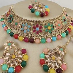 Indian Gold Plated Party wear Choker Set 