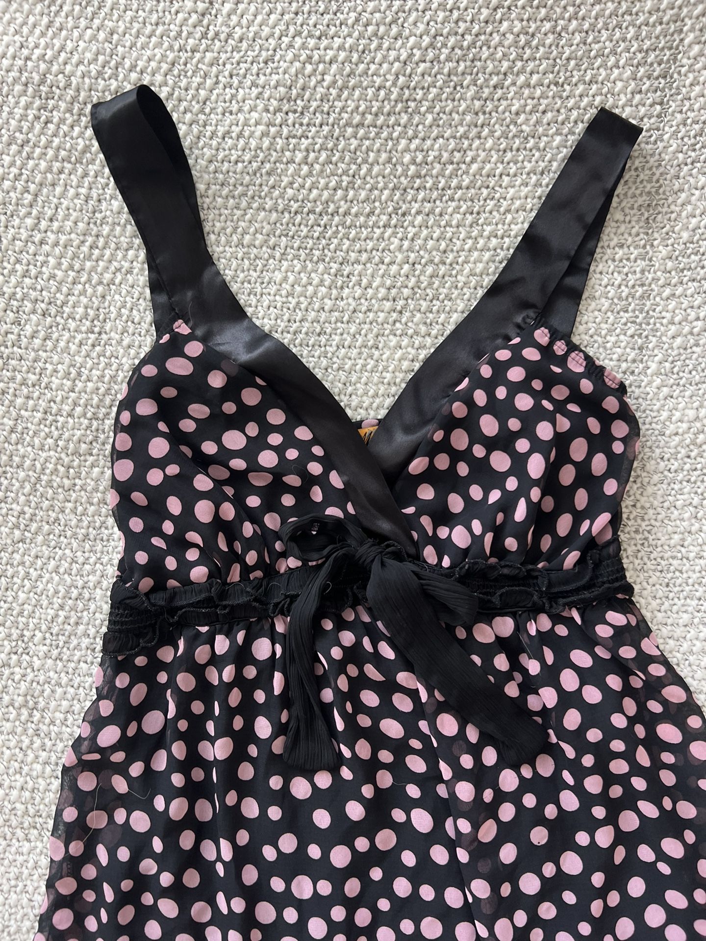 Vintage Pink Polka Dot Black Dress