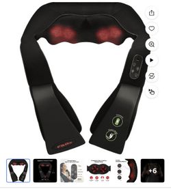 FitRx Cordless Shiatsu Shoulder, Back, and Neck Massager with Heat, USB-Rechargeable, Black