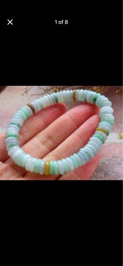 Certificate jadeite 3 colors Green Natural JADE Beads Bangle donut bracelet 6.5 inches