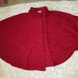 Red Poncho Coat Fleece Plus Size