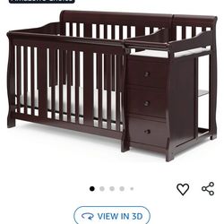 Convertible Toddler Bed & Crib – 3 Drawers, Changing Table Combo, Full-Size Bed