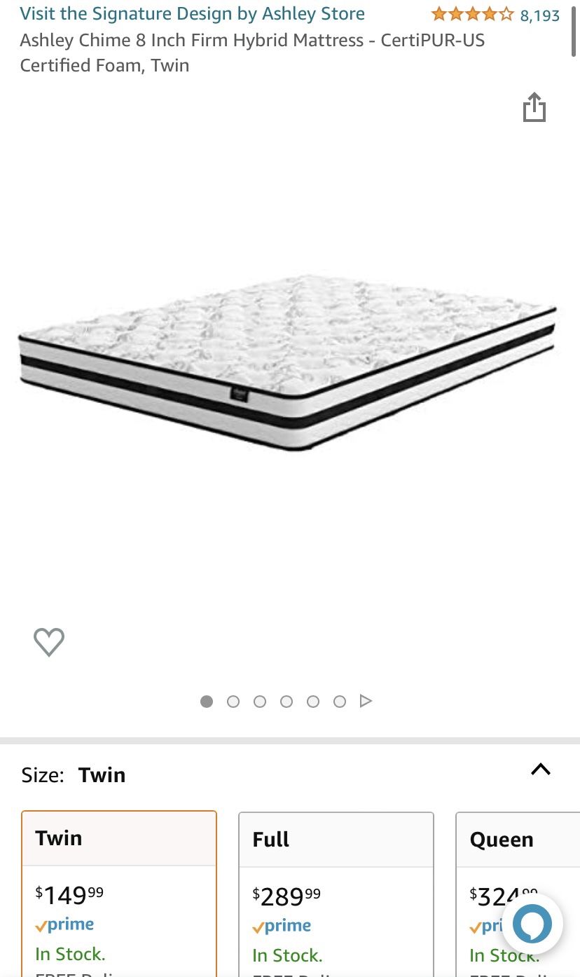 Ashley Mattress Twin Size Brand New