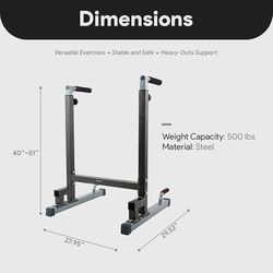 Steel Frame Dip Station with Adjustable Height