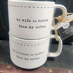 Stackable Ceramic Mug Pair with Humorous Sayings