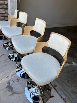 Light Wood & Beige Barstools