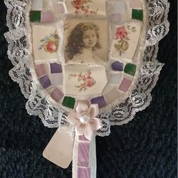 Mosaic Victorian Girl Hand Mirror 