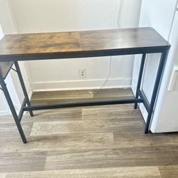 Two Seater/ Brown Wood Barstool Table With Wine Holders