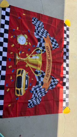 Race Car Happy Birthday Banner