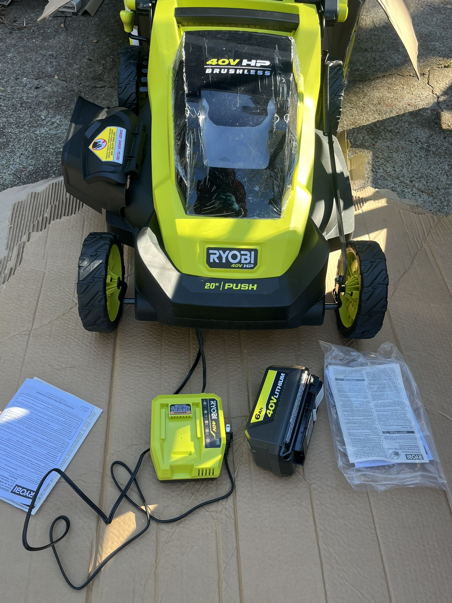 Ryobi 40V HP Brushless 20 in. Cordless Battery Walk Behind Push Lawn Mower with 6.0 Ah Battery and Charger