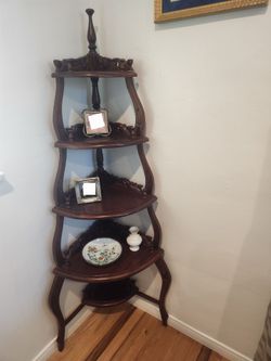 Victorian style mahogany corner shelving units -2