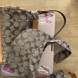  C0ACH Classic Signature Vintage Demi Monogram Shoulder Bag and C0ach Signature Visor