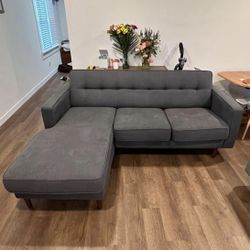Gray Mid-Century Modern Sectional Sofa
