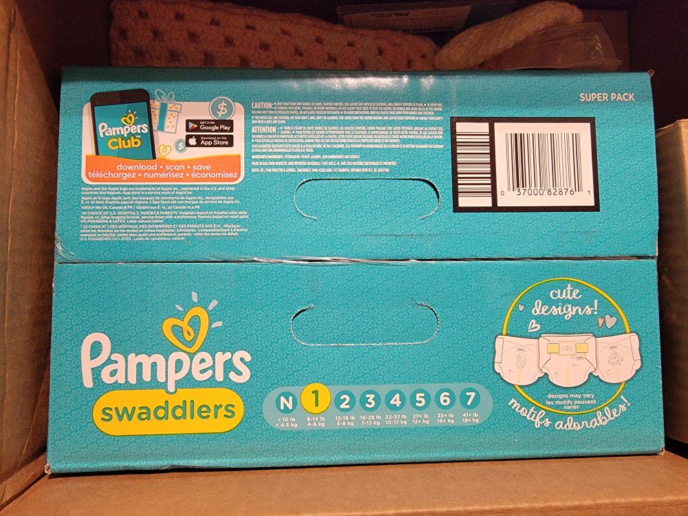Pampers Diapers Swaddler Size 1-96 CT NEW