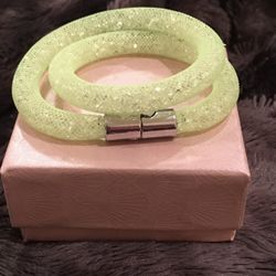 Beautiful Yellow Crystal Mesh Wrap Bracelet