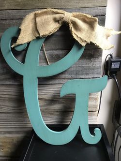 Large wooden letter G wall hanging