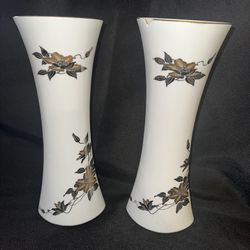 Gold Floral Oval  Vases (2)