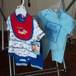 BRAND NEW...NEWBORN BABY BOY...3 PIECE OUTFITS (2 SETS) SIZE 0-3 MONTHS