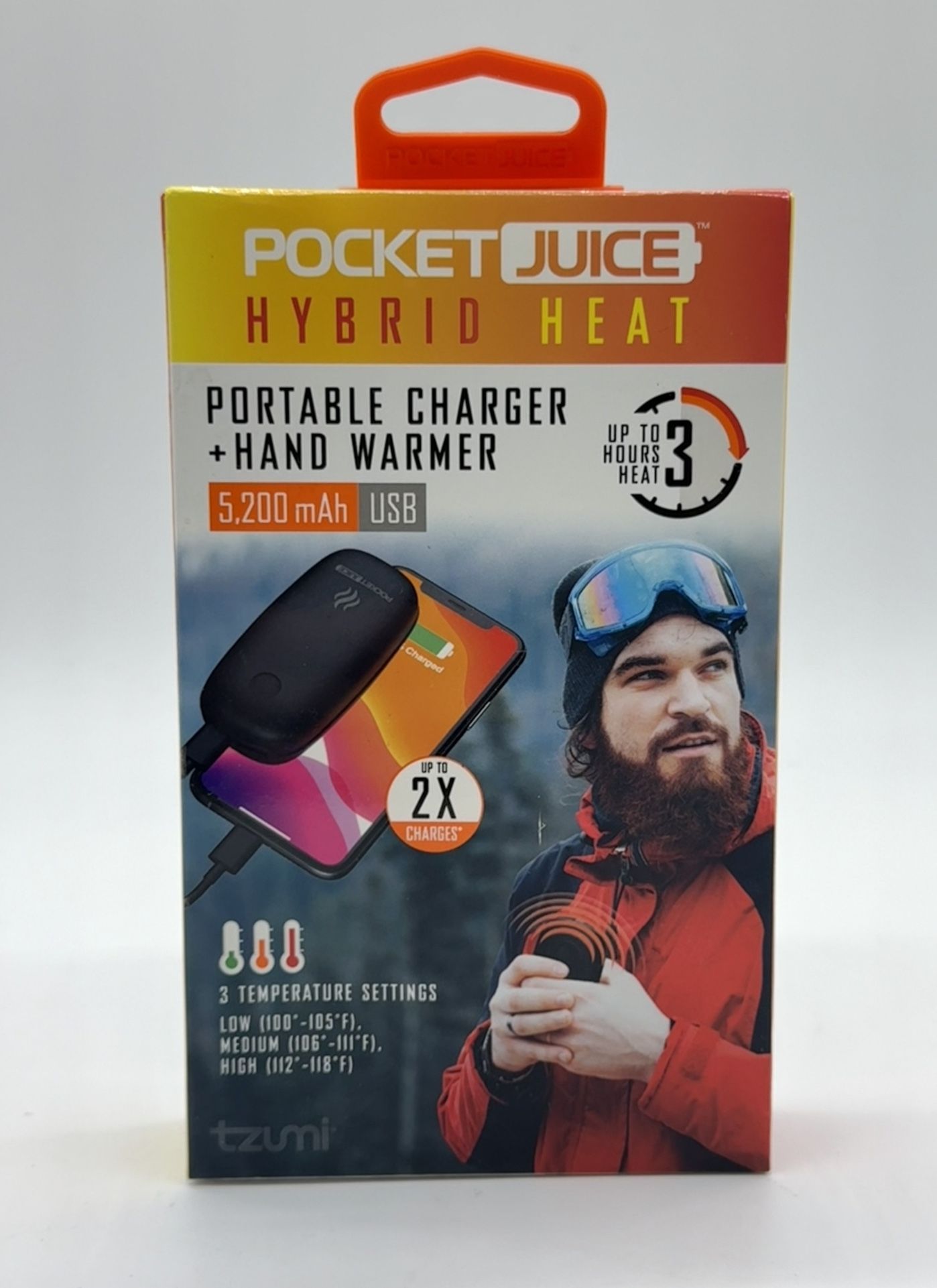 Pocket Juice 5200 mAh USB Hybrid Heat Portable Phone Charger and Hand Warmer NEW