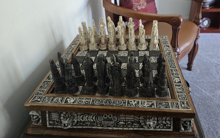 Handmade Vintage Chess Set With Storage