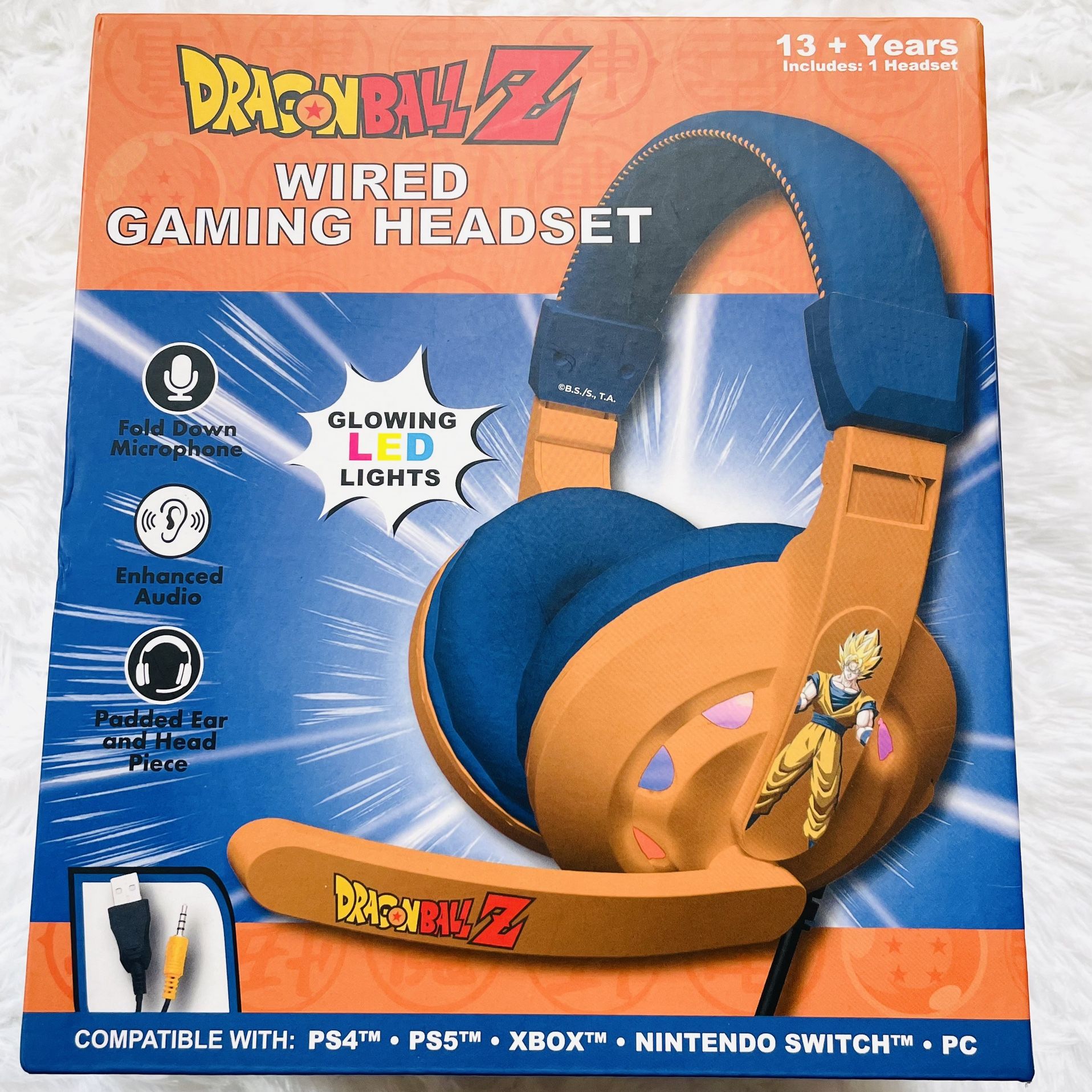 Dragon Ball Z Goku Wired Game Gaming Headset Headphones LED Light Soft Cushion