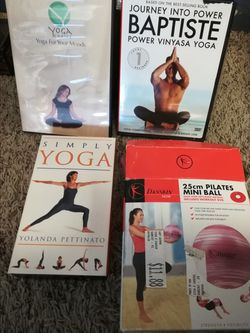 Yoga DVD's, pilates ball