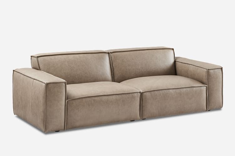 Leather Sofa / Couch - Taupe