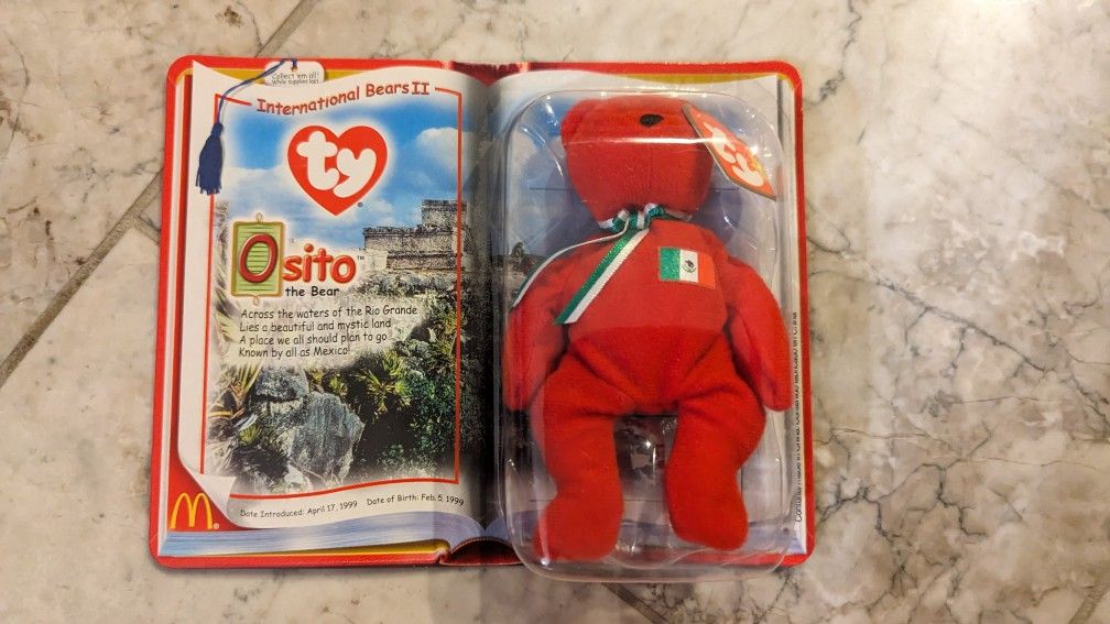 Rare Error Ty Beanie Baby McDonald’s. “Osito” From The International Bears 2 In