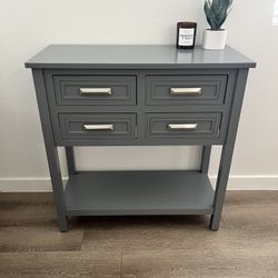 Modern Gray Entryway Table w Drawers & Shelf