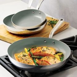 Tramontina 3-piece Tri-Ply Clad Stainless Steel Ceramic Nonstick Fry Pan Set NEW