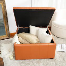 31in Large Tufted Storage Ottoman, Modern Ottoman with Removable Lid and Storage, Upholstered 