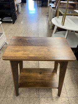 VASAGLE 2-Tier Small Rectangular End Table Nightstand w/ Tapered Legs - Honey Brown