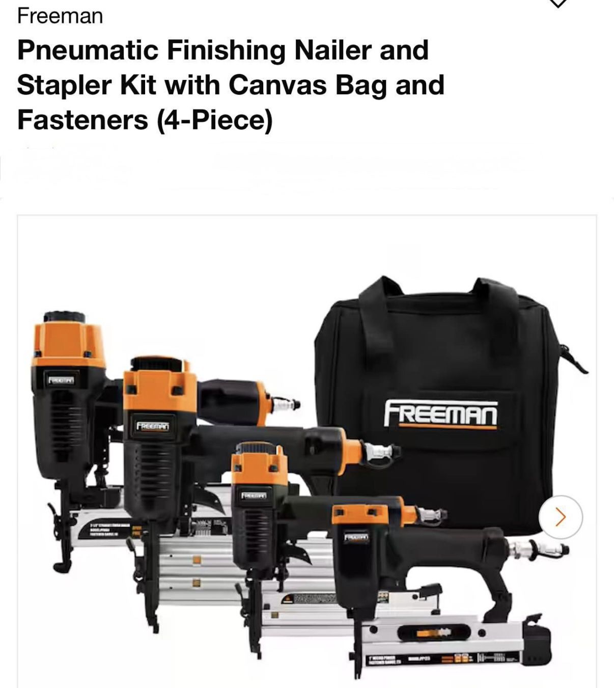 Freeman 4-Piece Pneumatic Finishing Nailer & Stapler Kit
