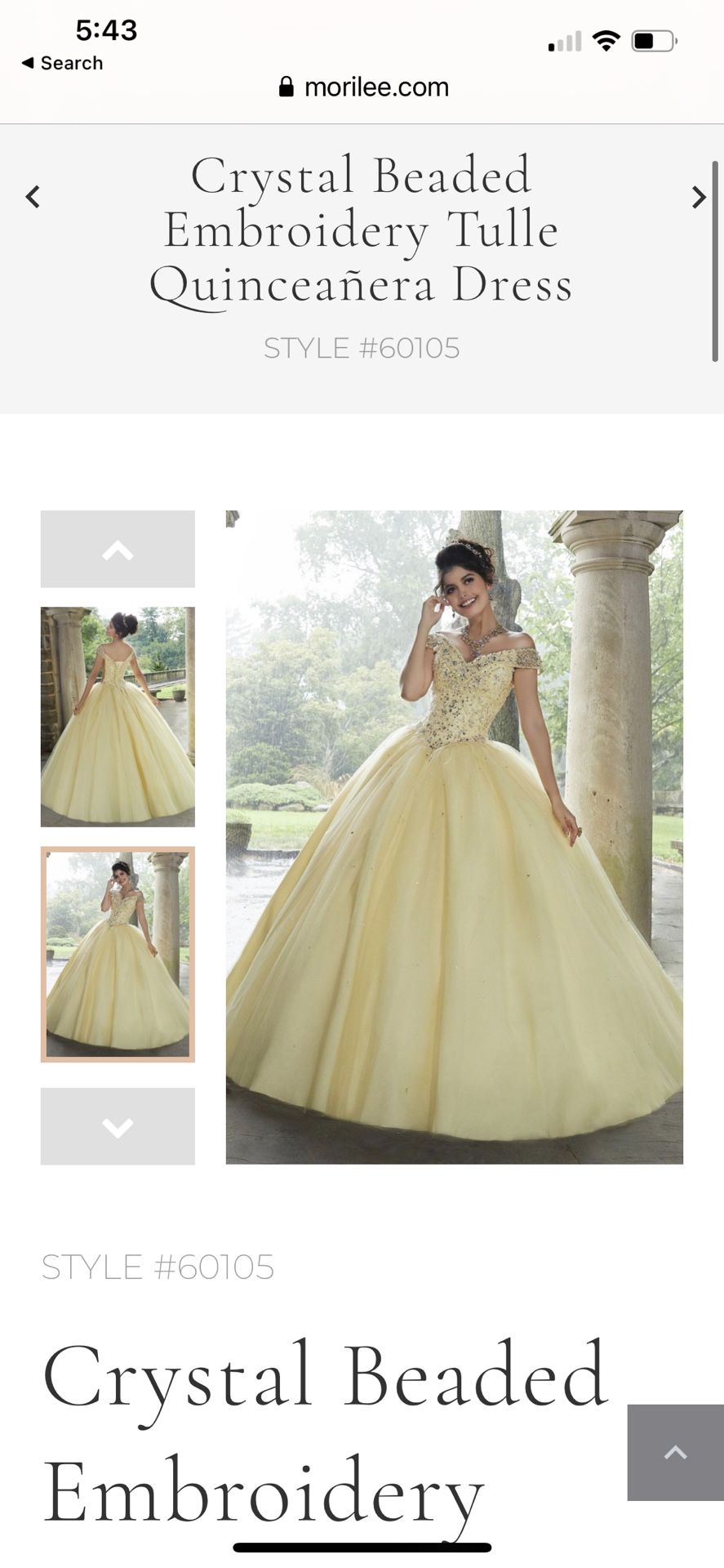 Crystal Beaded Embroidery Tulle Quinceañera Dress STYLE #60105