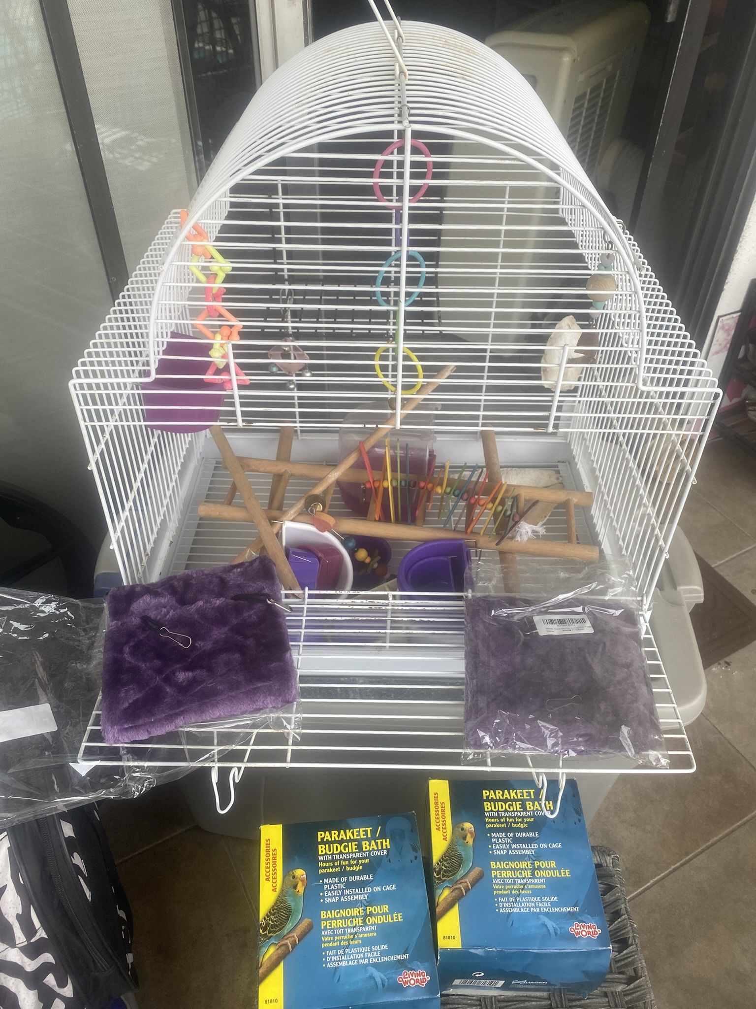 Bird Cage filled with 20 bird accessories “21x24” (at highest point)
