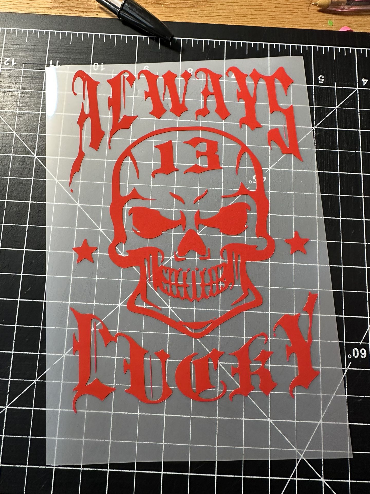 Lucky 13 Skull Car Or Motorcycle Decal 