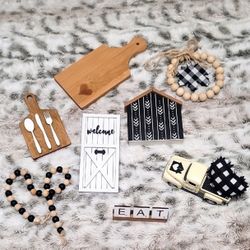 Farmhouse Style Tiered Tray Mini Decor For Kitchen 8 Pieces