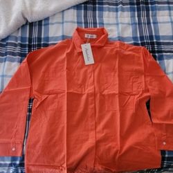 Womens Orange Button Down Shirt