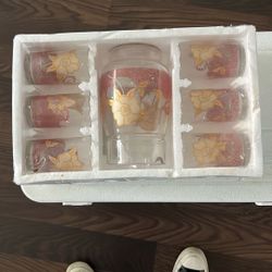 Glass Cups And Pitcher 