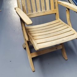 Teak Folding Arm Rest  Deck Chairs  And Ottoman 