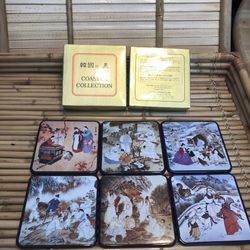 Korean Genre Picture Coaster Set of 6 Piece Collection (made in Korea)