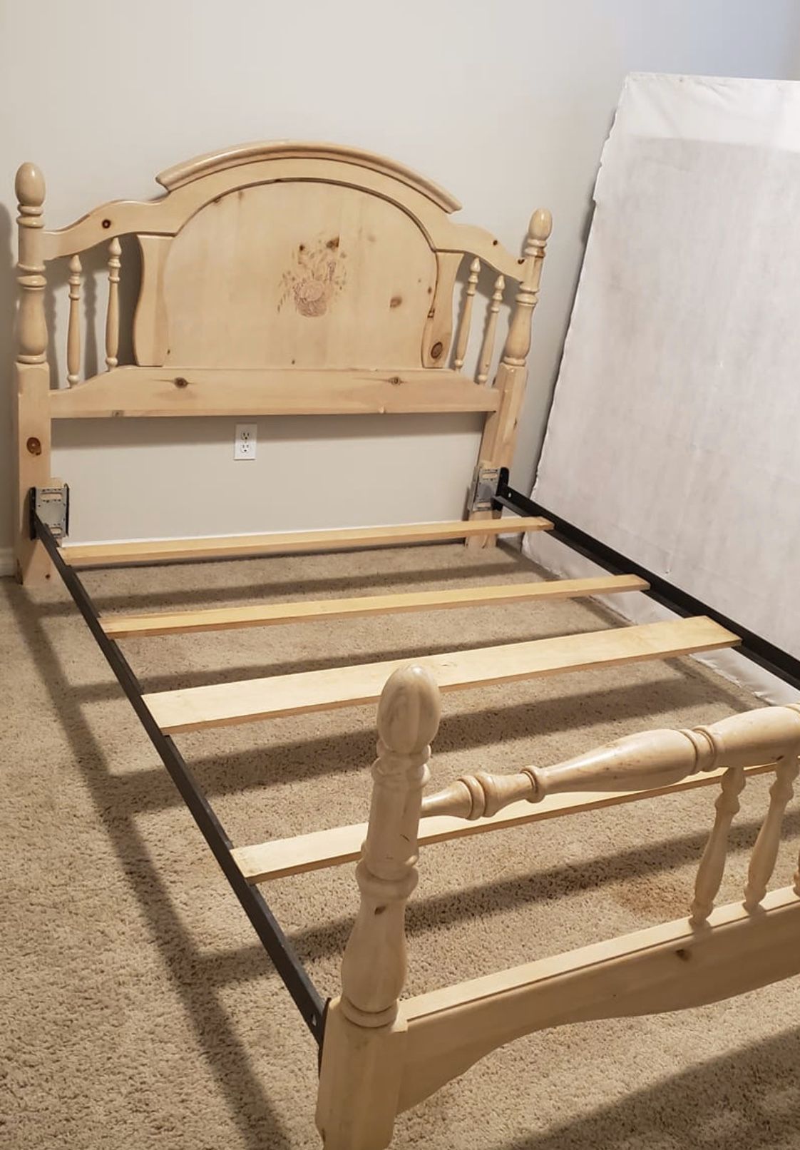 Queen frame, headboard, footboard and rails.