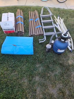 48" x 18ft pool with ladder, post and liner.