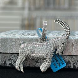 Sterling Silver Moissanite Goat Pendant 