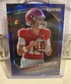 Ty Simpson Blue Cracked Ice 2025 Prizm Black /125 Crimson Tide