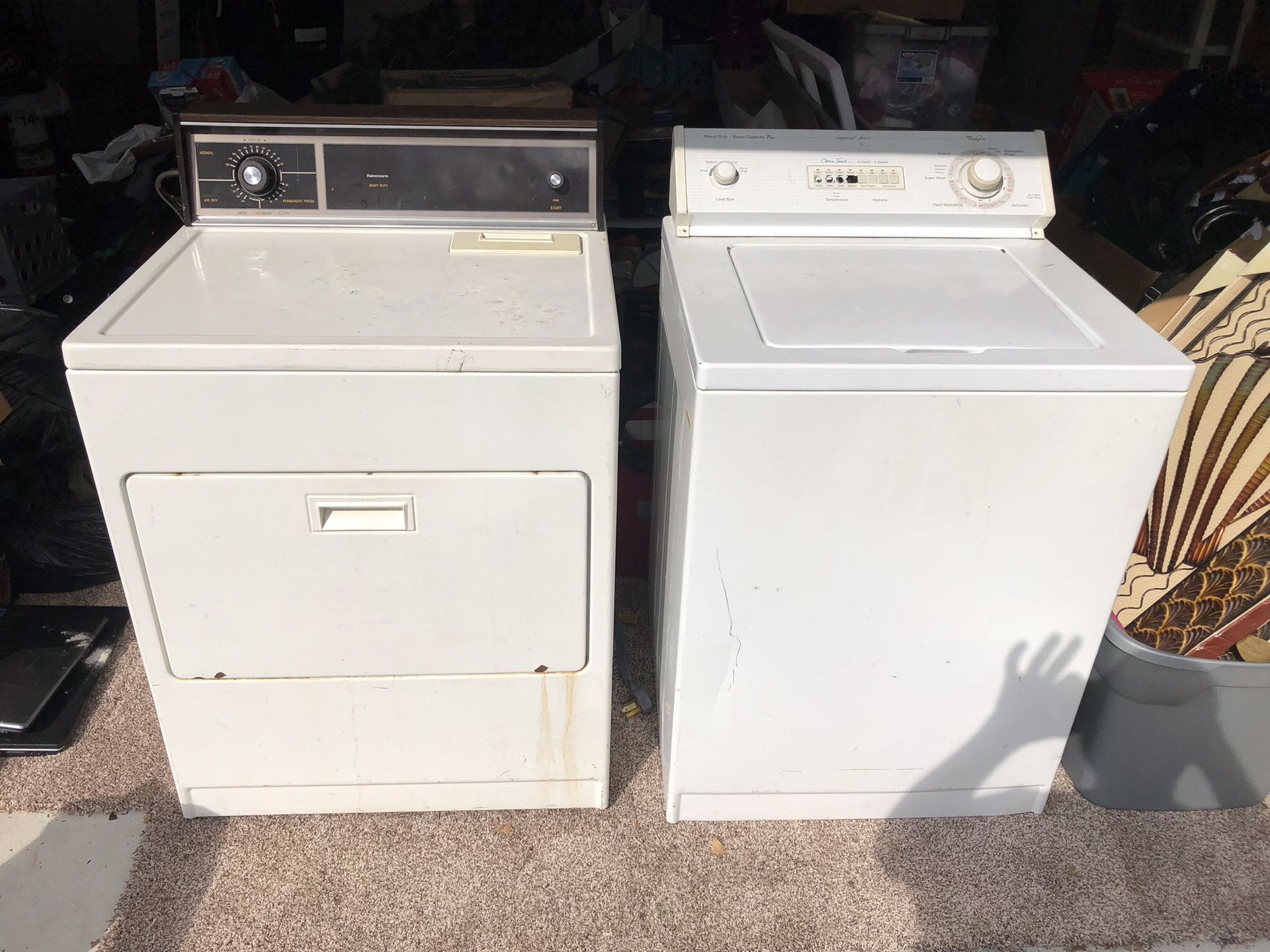 Washer Whirlpool Imperial Series/Dryer KENMORE Heavy Duty for Sale in